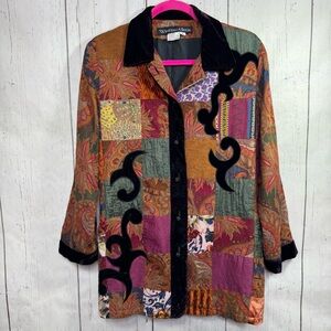Vintage Whittall & Shon Patchwork Velvet Paisley Jacket Boho Artsy Statement